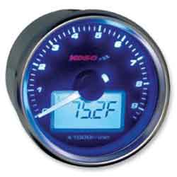 Koso gp-style universal tachometer with temperature gauge